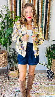 Quilted Mix Floral Print Patchwork Jacket