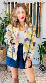 Quilted Mix Floral Print Patchwork Jacket