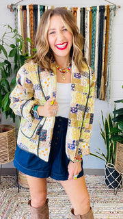 Quilted Mix Floral Print Patchwork Jacket