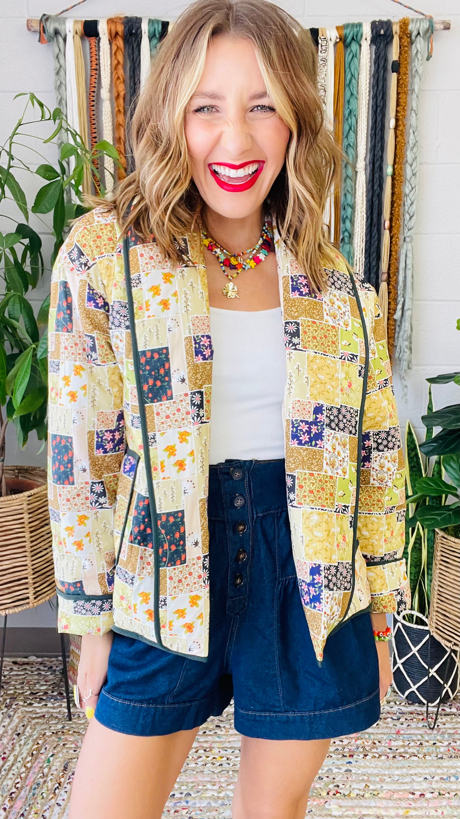 Quilted Mix Floral Print Patchwork Jacket