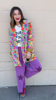 Electric Blooms Multicolor Velvet Jacket