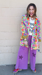 Electric Blooms Multicolor Velvet Jacket