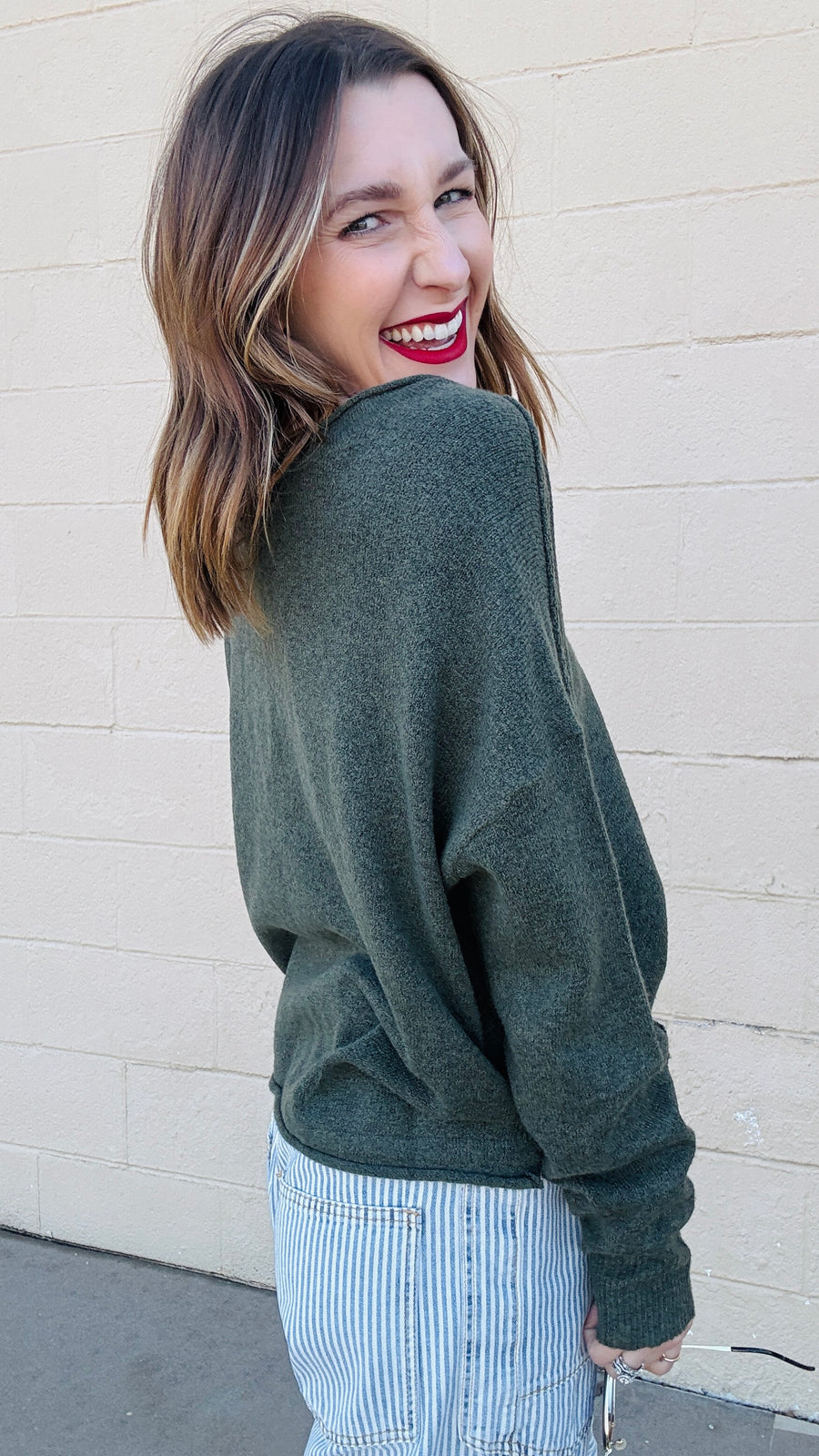 Favorite Exposed Seam Sweater- Olive