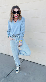 Favorite Exposed Seam Sweater- Heather Gray