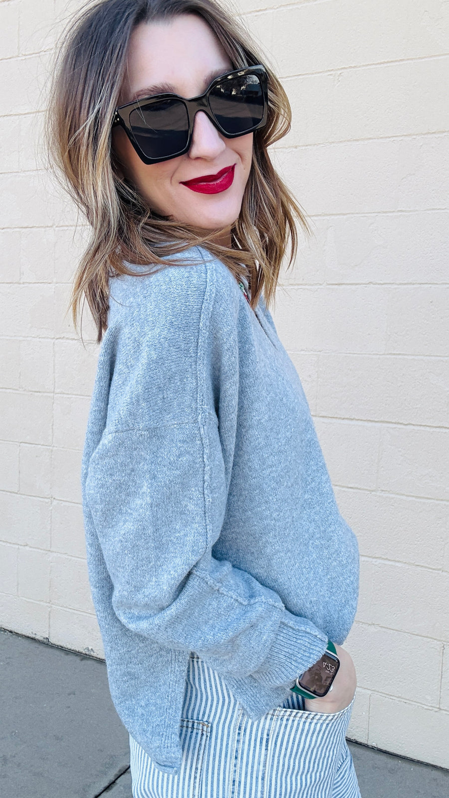 Favorite Exposed Seam Sweater- Heather Gray