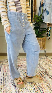 Claudia Corduroy Straight Leg Pants- Chambray