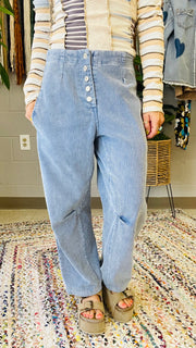 Claudia Corduroy Straight Leg Pants- Chambray