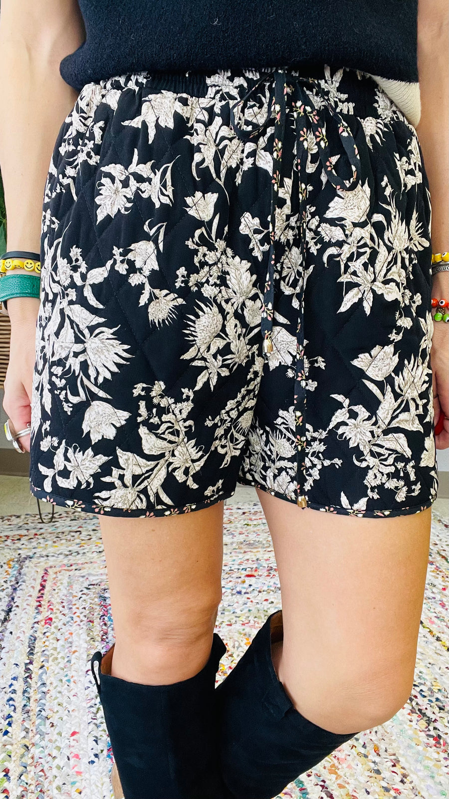 Midnight Garden Quilted Floral Shorts