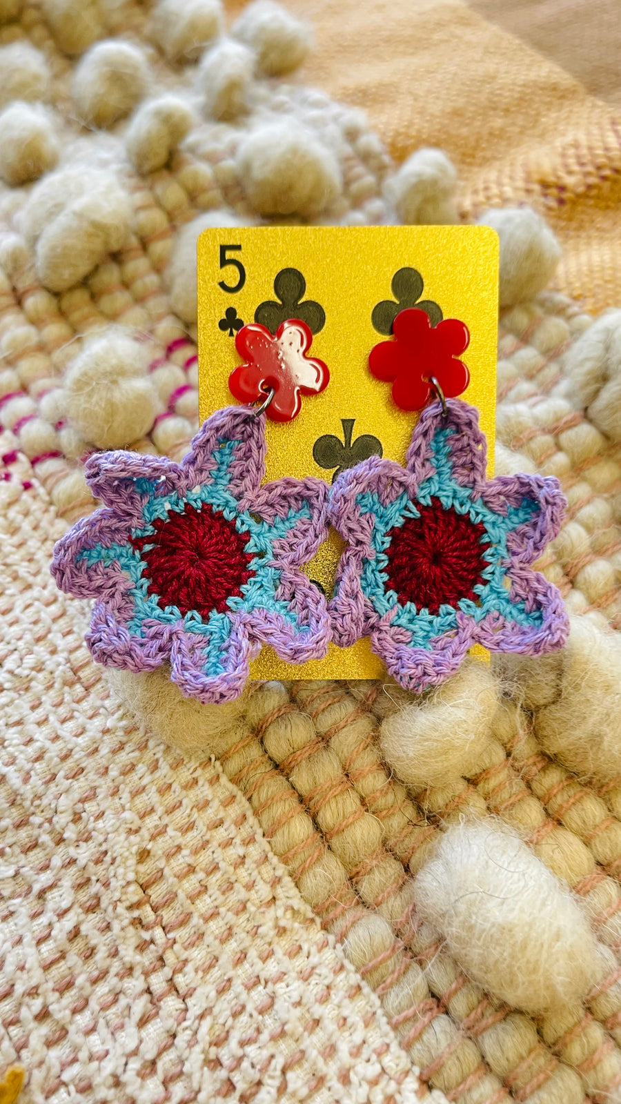 Flower Power Acrylic Flower & Crochet Earrings - 3 Colors