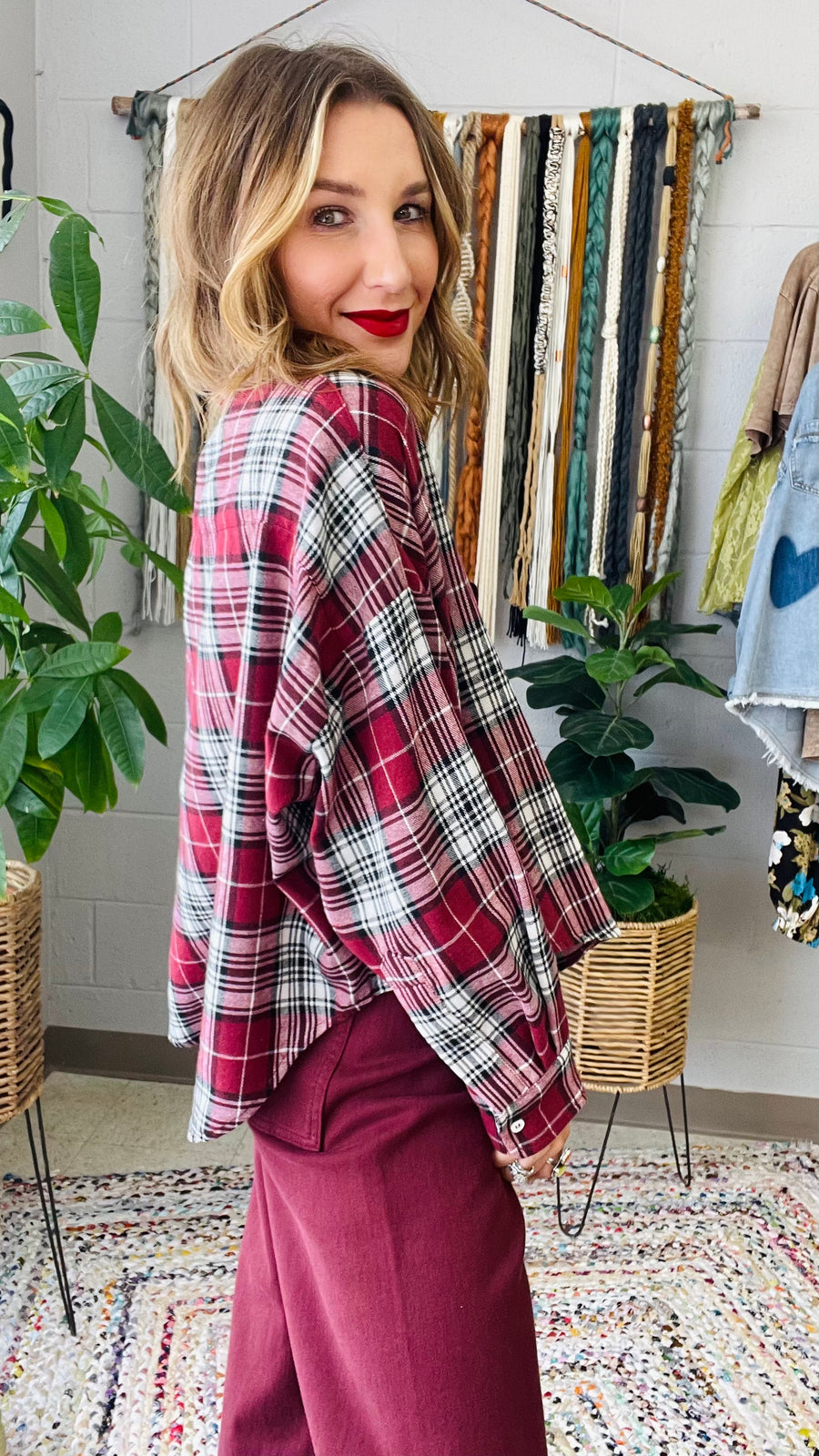 Very Flannel Fall Red & Black Plaid Top