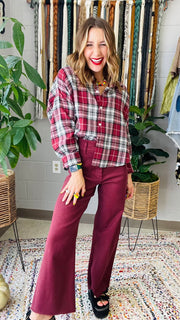 Very Flannel Fall Red & Black Plaid Top