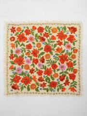 Send Flowers Printed Bandana-Cream & Red