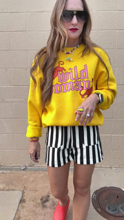 Wrenlee Waffle Knit Striped Shorts- Black & White
