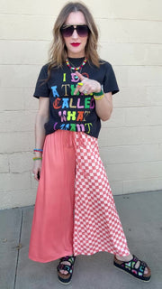 Checkmate Half & Half Pants- Salmon & Peach