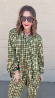 Lucky Charm Flowy Plaid Set