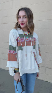 Lindsey Plaid and Floral Patchwork Hoodie