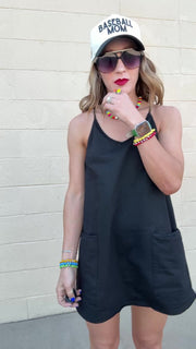Effortless Charm Knit Romper Dress-Black