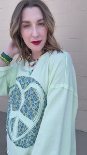 Boho Peace Patch Tee-Lime