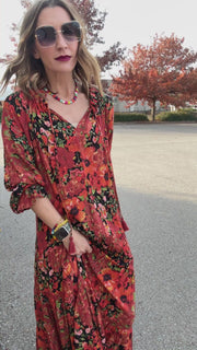 Boho Beauty Mixed Floral Maxi Dress- Black Mix