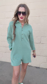 Pistachio Breeze Knit Romper