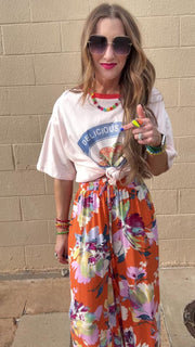 Tropical Bloom Wide-Leg Pants