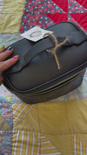 Black Leather Skincare Bag