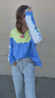 Sporty Spice Color Block Pullover- Blue Lime