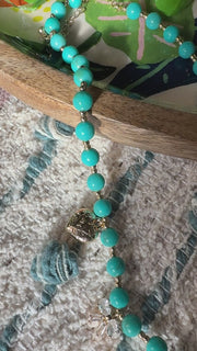 Intricate Heart Turquoise Pendant Beaded Necklace