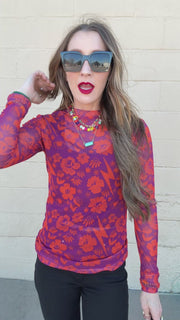 Electric Wildflower Mesh Top