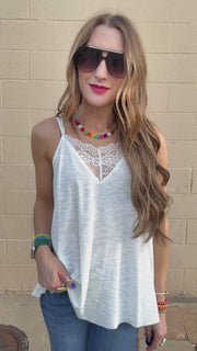 Lace Inset Dream Tank - Ivory