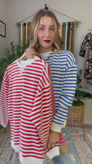 Ellie Blue & Cream Striped Pullover