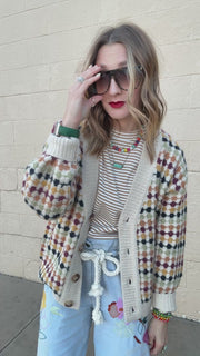 Mr. Rogers Multicolor Boyfriend Knit Cardigan