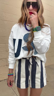Brighton Striped Shorts-Navy & Natural
