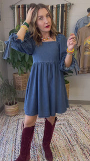 Denim Darling Babydoll Mini Dress