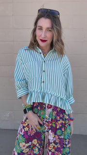 Emerald Charm Cropped Shirt