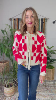 Queen Of Hearts Houndstooth & Check Cardigan