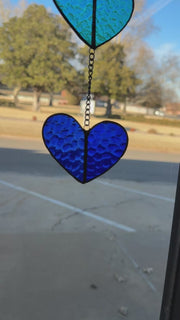 Rainbow Hearts Stained Glass Mobile