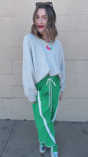 Stride and Style Windbreaker Pants- Green & White