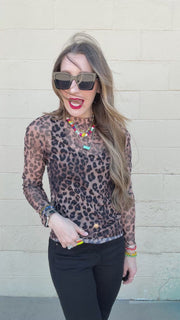 Fierce Allure Leopard Top-Brown