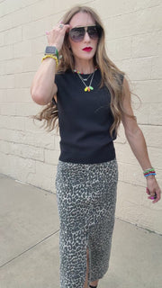 Classic Black Cap Sleeve Knit Top