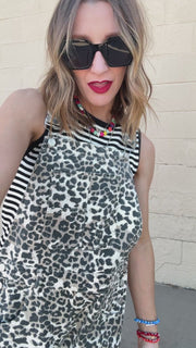 Wild Woman Leopard Print Denim Overalls