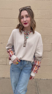 Pretty in Plaid Waffle Knit Top