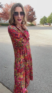 Boho Beauty Mixed Floral Maxi Dress- Olive Mix