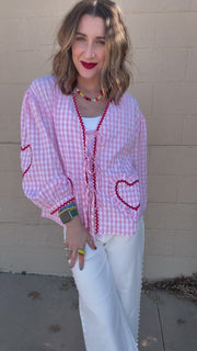 Lover Girl Gingham & Hearts Top